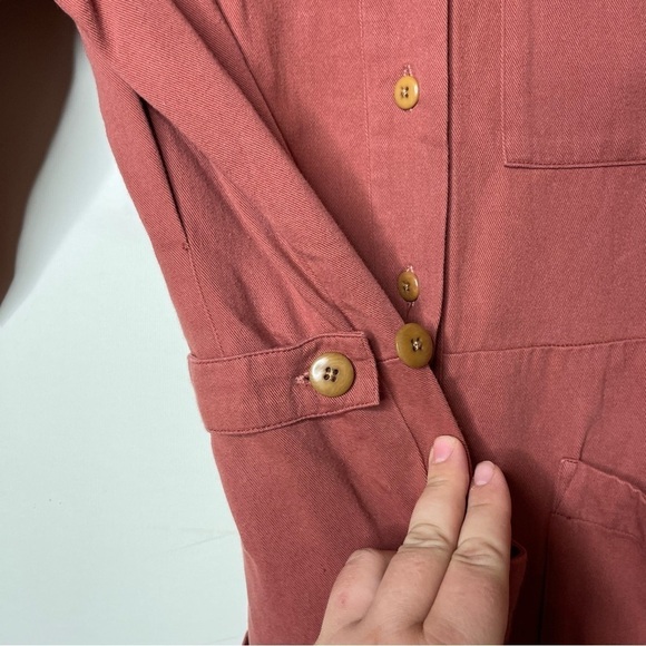 Ilana Kohn Long Sleeve Chichi Utility Coverall Jumpsuit in soft rust red sz XS - Picture 7 of 11